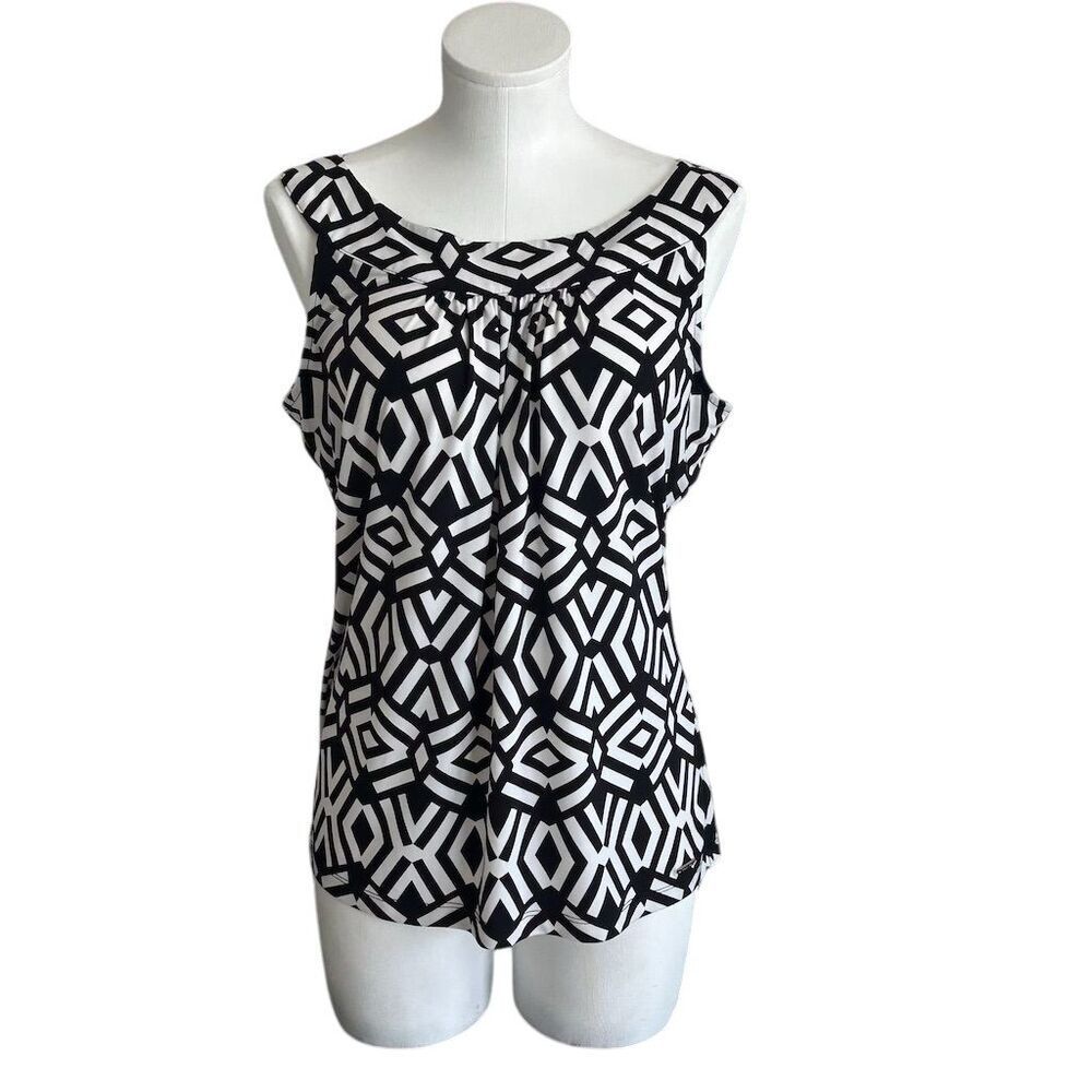 Calvin Klein Women's Geometric Tank Top Black Size L Sleeveless